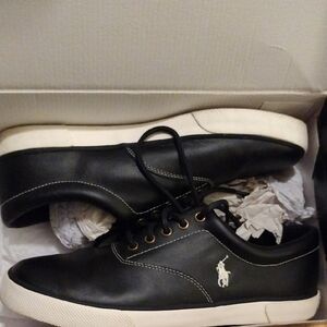 Polo by Ralph Lauren Men's Black Sneakers with White Trim